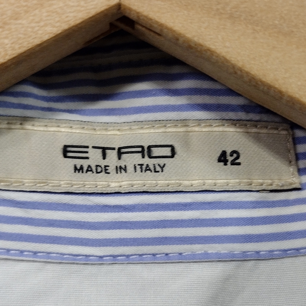 Etro Paisley Button Shirt Womens 42 Made in Italy Blue White Artsy Retro 90s Y2K - Picture 7 of 7